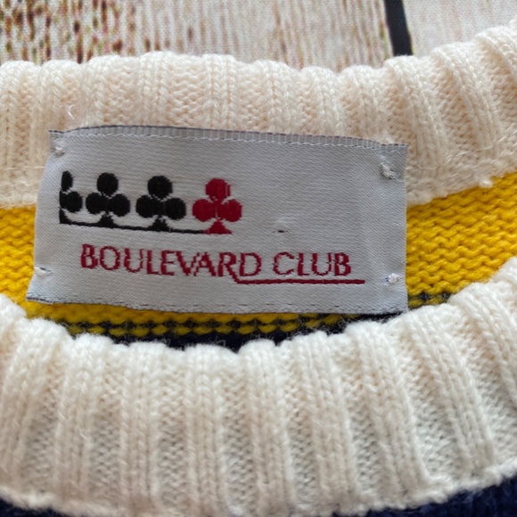 Vintage Boulevard Club - Women's Crew Neck Sweater - Preppy Striped Pullover - Picture 8 of 11